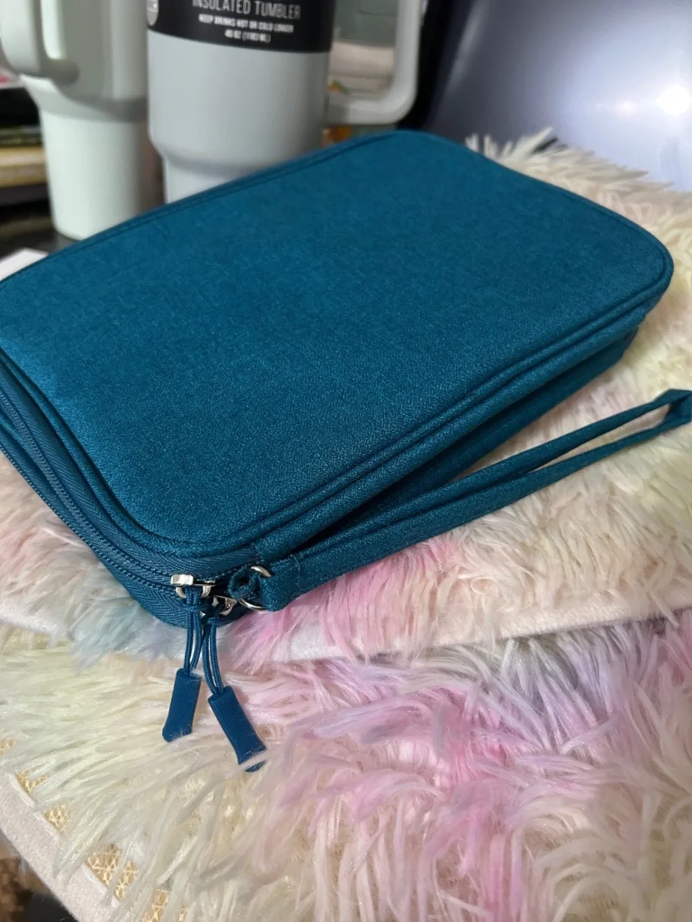 Teal Tablet Carrying Case - Protective Sleeve with Wrist Strap